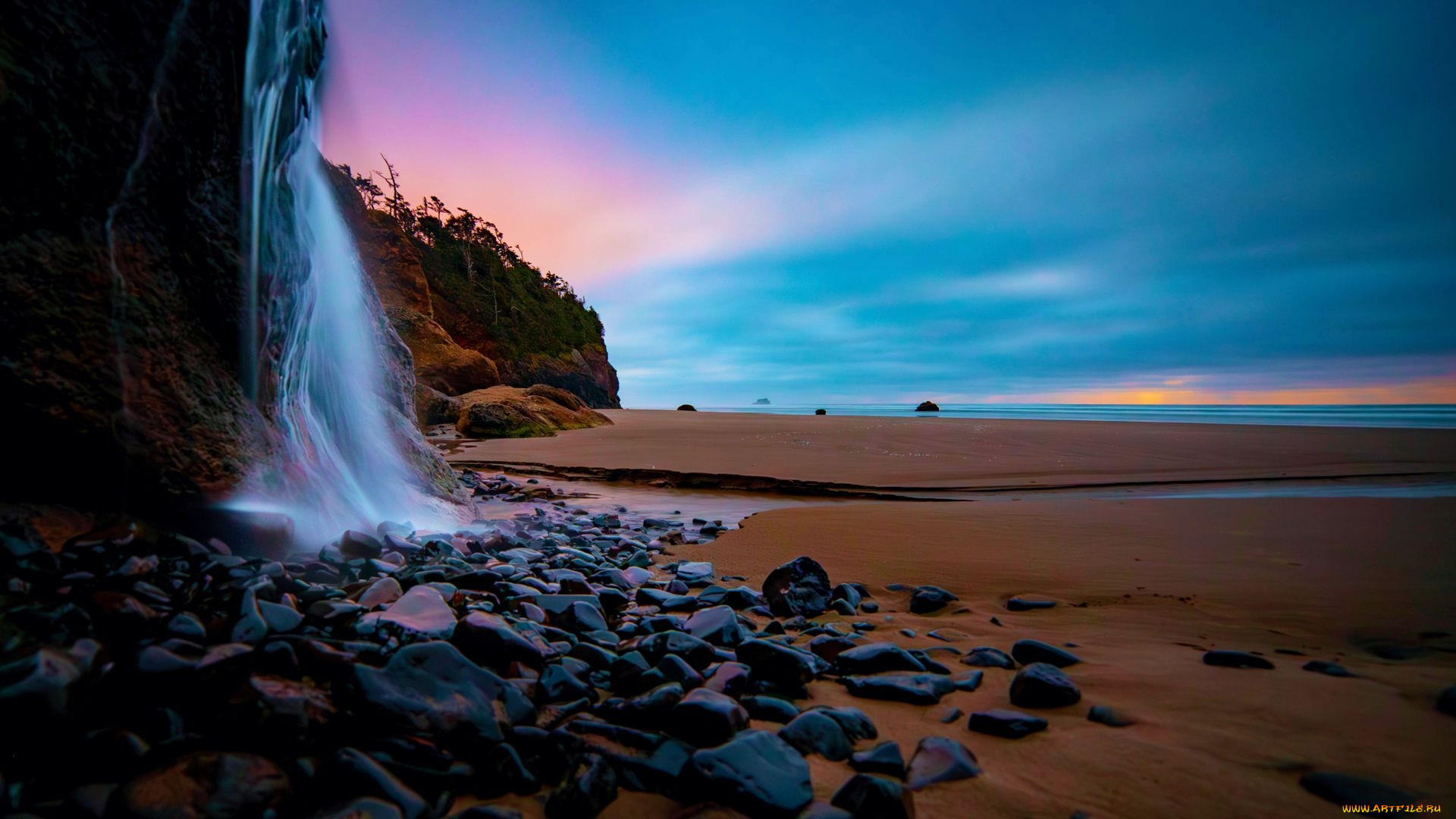 hug point falls, oregon coast, , , hug, point, falls, oregon, coast